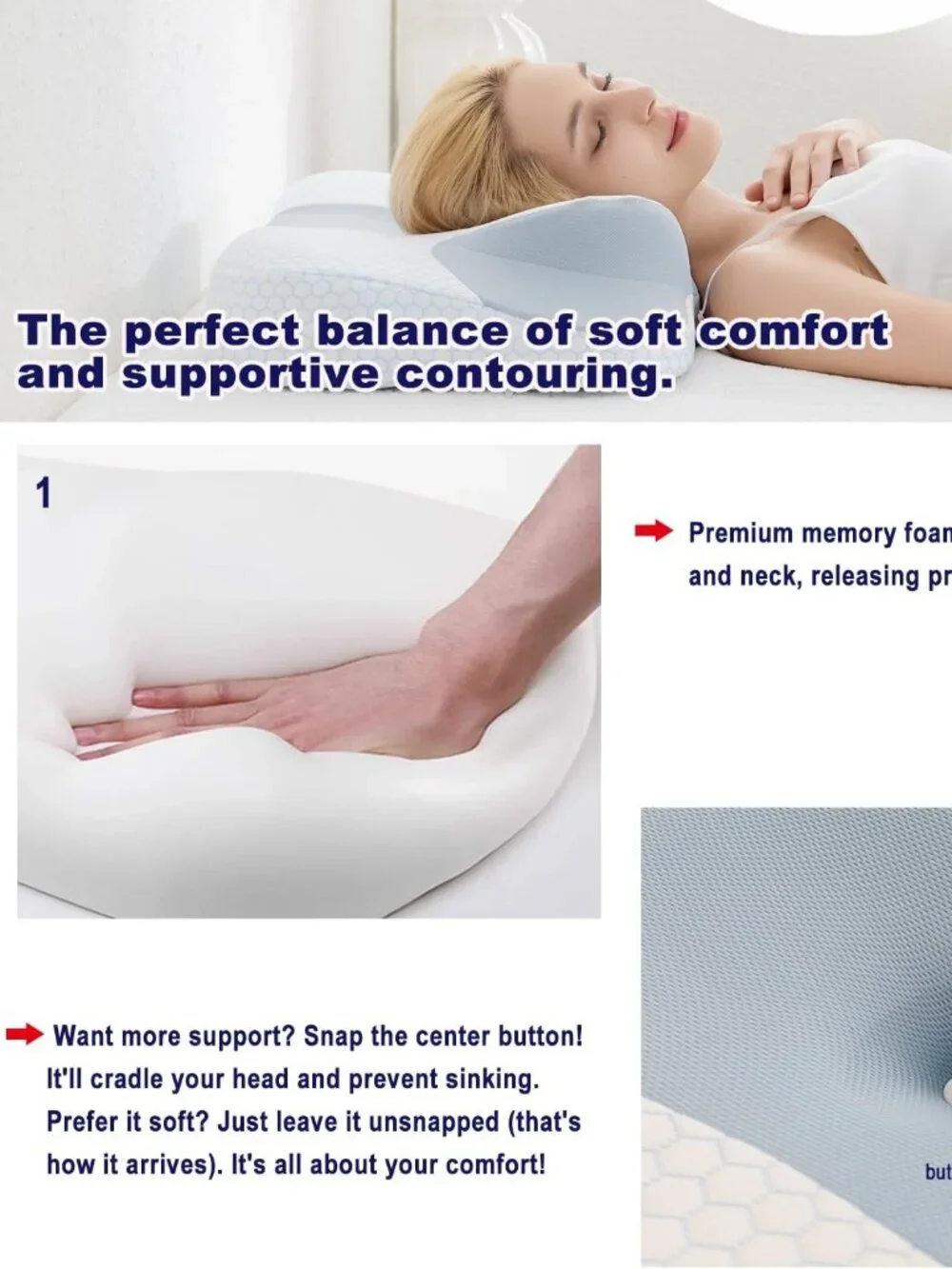Cervical Memory Foam Pillow Dual Height Neck Support NEW